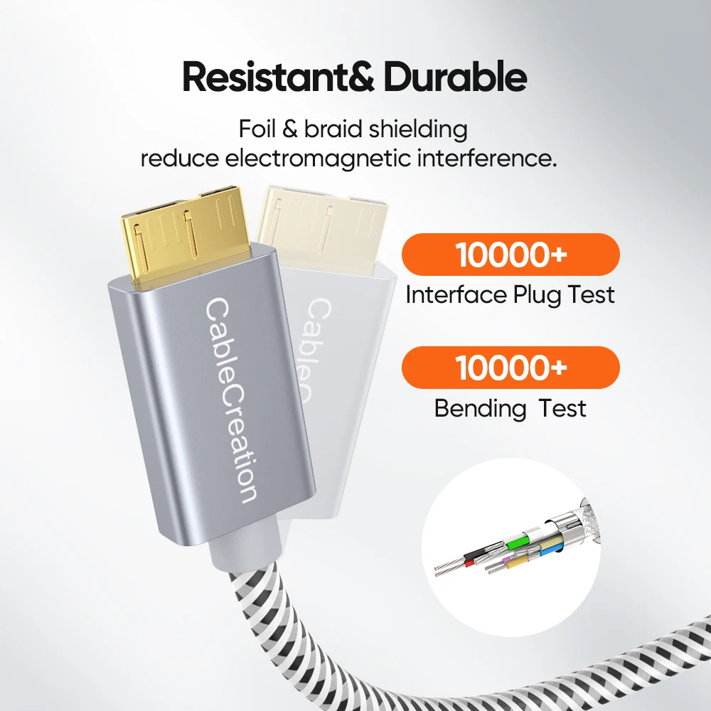 CableCreation  ϵ ̺ ũ ̺, SSD, HDD, PC, ƺ ο, USB C Ÿ 3.1-ũ B ̺, 10Gbps  , 0.3m, 1m