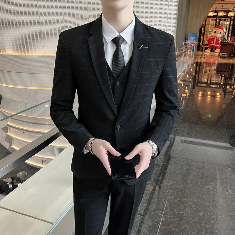 Spring and Autumn handsome monogram pattern single breasted suit male  hairdresser daily leisurely slim suit jacket cool - AliExpress