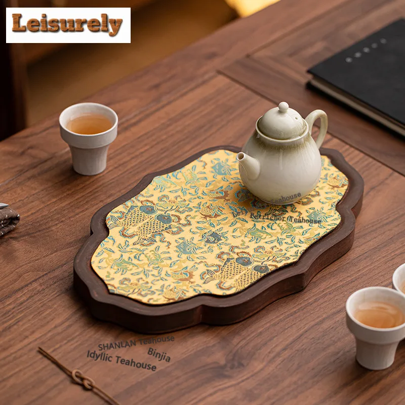 Koi Walnut Color Rectangular Tea Tray Japanese Cuisine Table Coffee Storage Board Trays Provide For Hospitality Dishes For Gift
