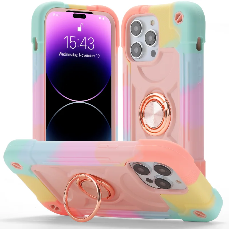360° Rotation Ring Armor Shockproof Protective Case - Durable PC+TPU Back Cover