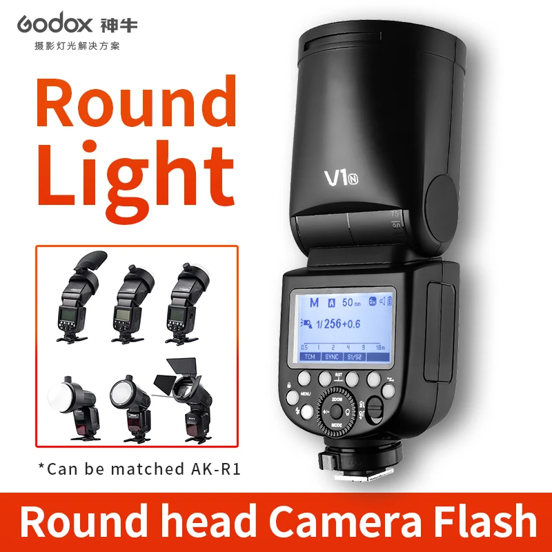 Godox V1 Flash V1C V1N V1S V1F V1O V1P TTL 1/8000s HSS Built-in Lithium battery Speedlite Flash for Canon Nikon Sony Fuji Olympu on camera flash camera flash