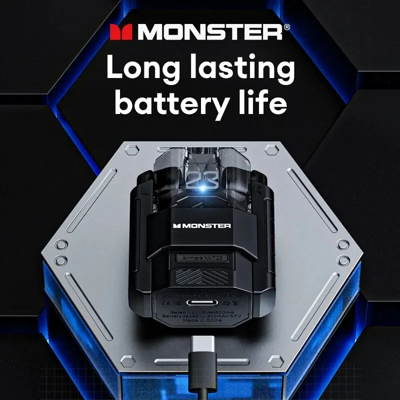 Monster XKT23 무선 블루투스 5.4 헤드폰, 로봇 디자인, TWS HD 음성 이어폰, HIFI 스테레오 헤드셋, 듀얼 씬 모드 이어버드