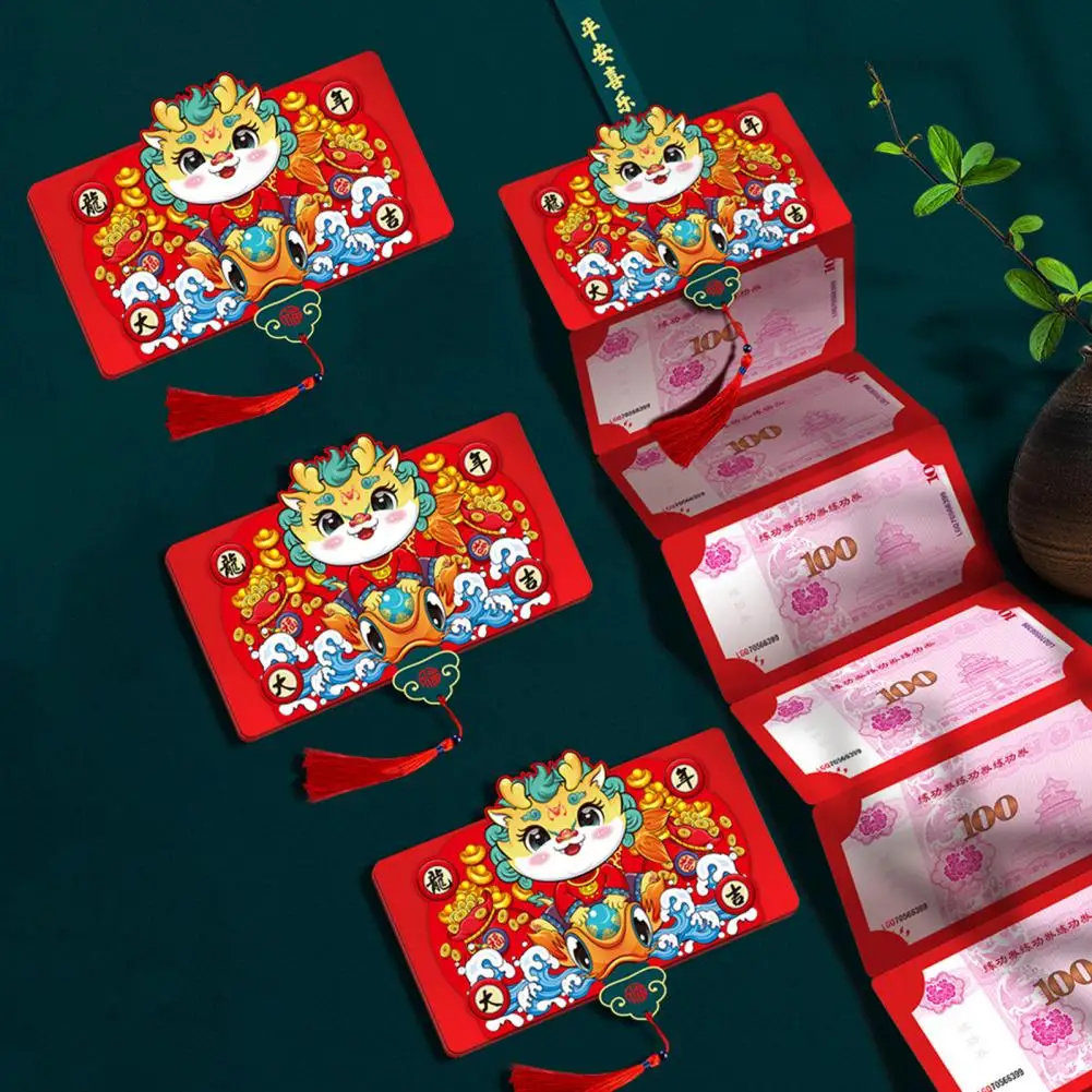 

Folding Red Envelope Chinese New Year Red Envelope 2024 Spring Festival The Year of Dragon Luck Money Envelope Party Supplies