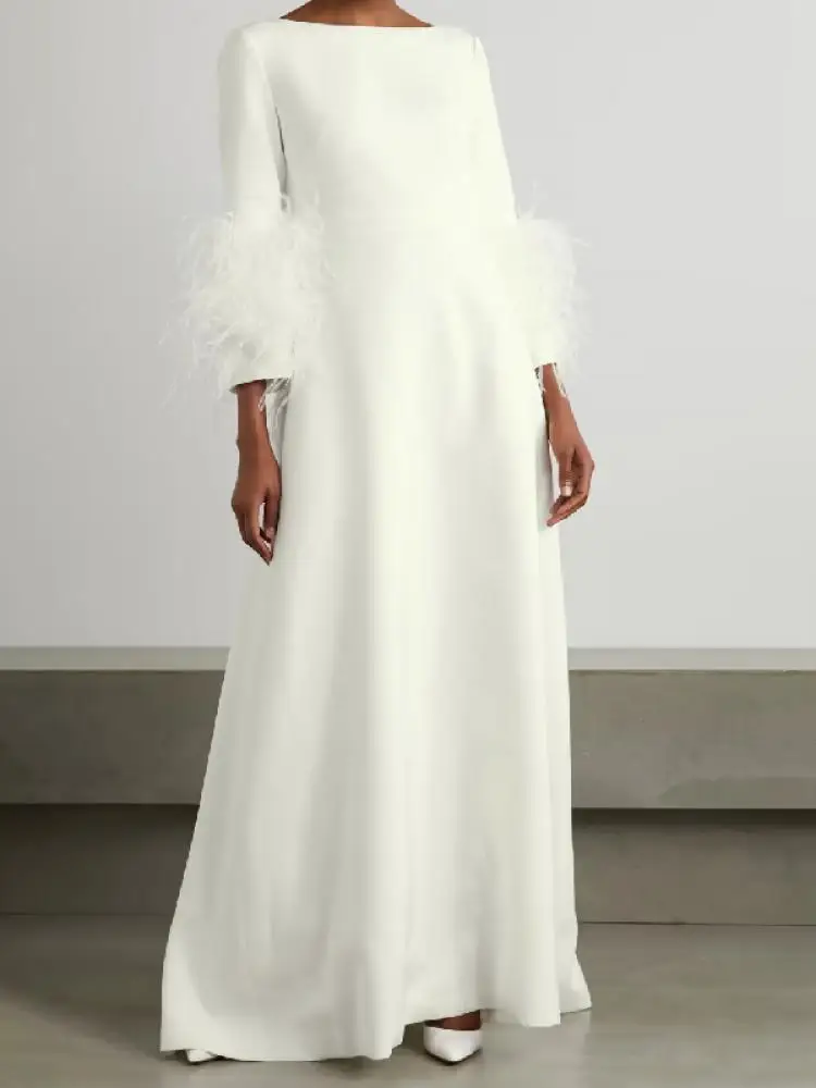 AKILA™ - Elegant Heart Neckline Long Sleeve A-Line Maxi Dress main image 0