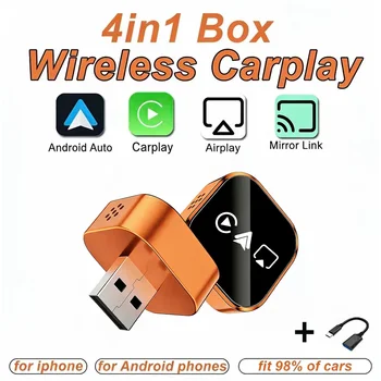 Adaptador Inalámbrico Carplay 4 en 1 Actualizado 2026, Mini Compacto, Plug and Play, WiFi de Doble Banda, Compatible con Apple y Android Auto 1