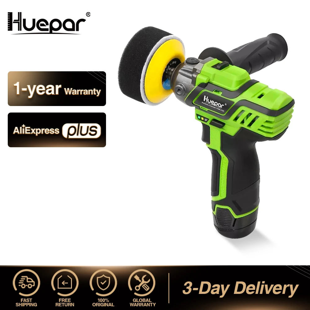 Huepar Electric Polisher Sander 3-inch Cordless Variable Speed Auto Polishing Machine Car er Waxer Floor Sanding Waxing Tool