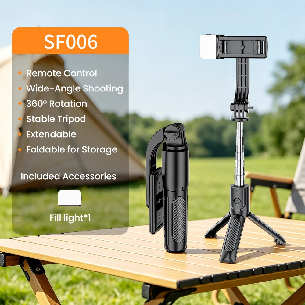 Versatile Selfie Stick with Light & Portable 360° Tripod