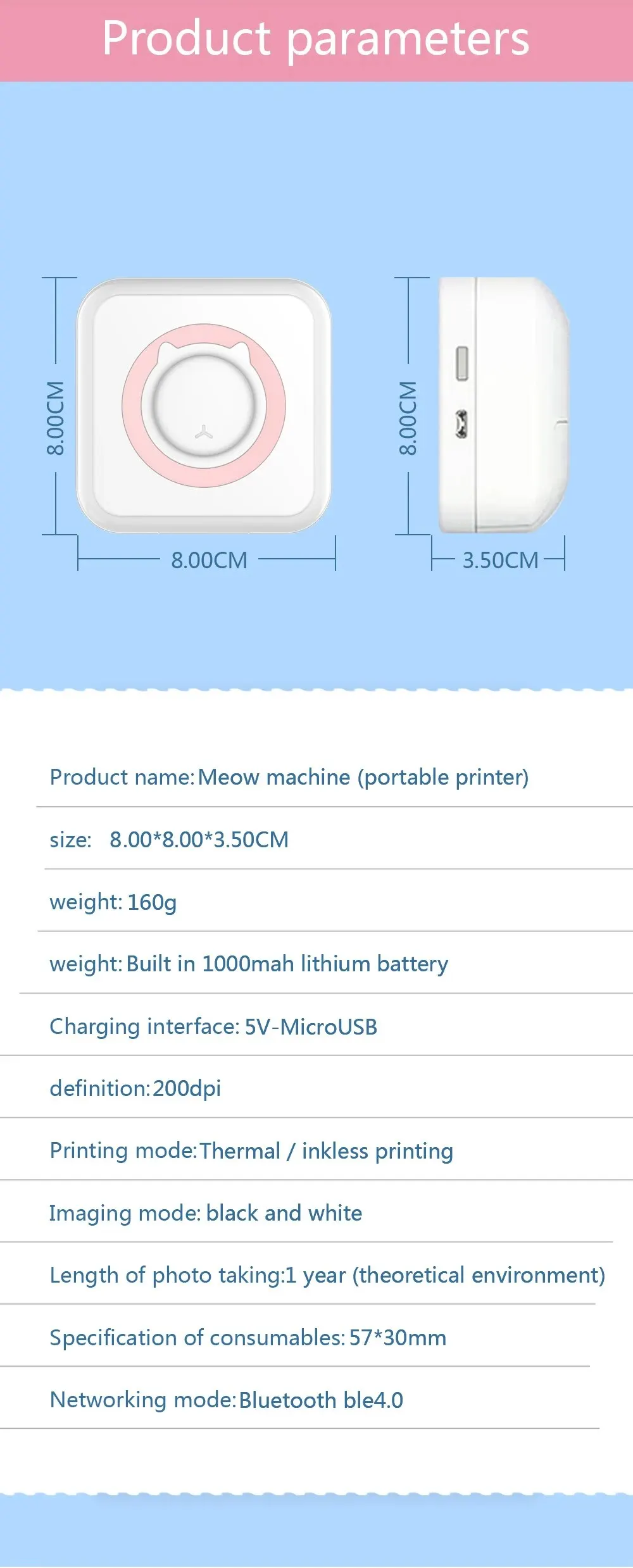 Mini Thermal Printer Bluetooth