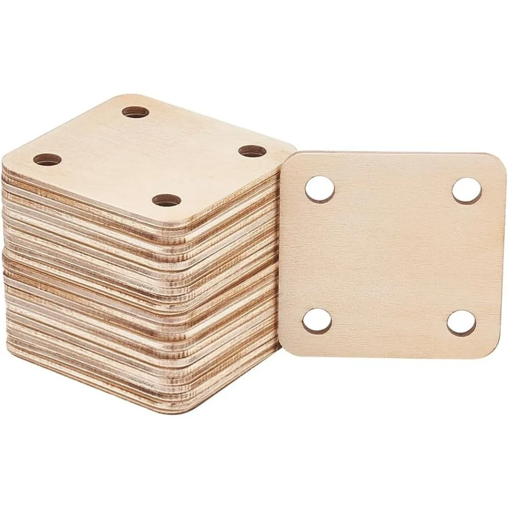 24 Pcs Square Weaving Card 1.9x1.9inch 4 Holes Loom Cards Handmade Weaving Tools for Loom Supplies Tablet