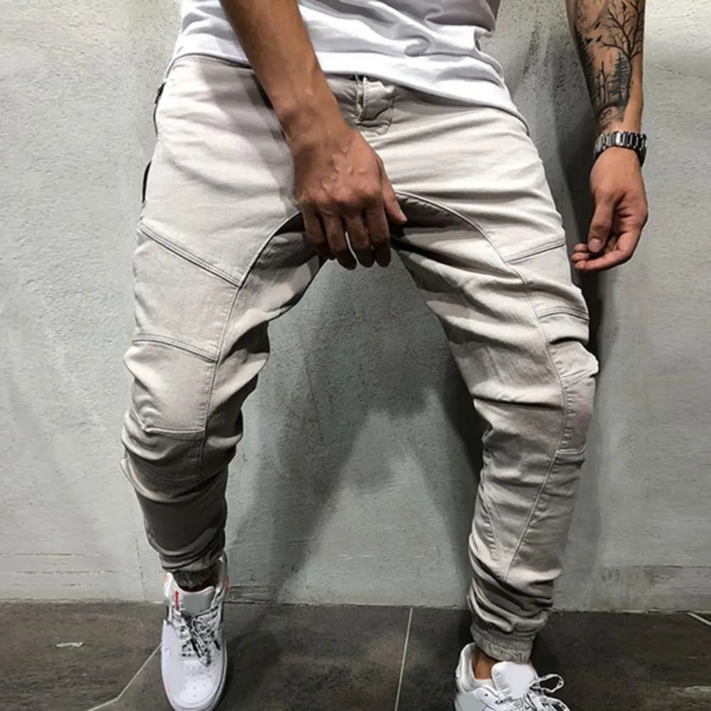 Elastic Waist Slim Hip-hop Sports Men Pants Pencil Multi Pockets Harem Joggers Pants Streetwear