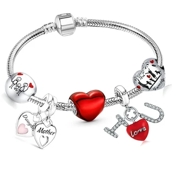 Romantic Style Jewelry Charm Bracelets With Family Love Beads Bracelet For Women Couples Pulseras Jewelry