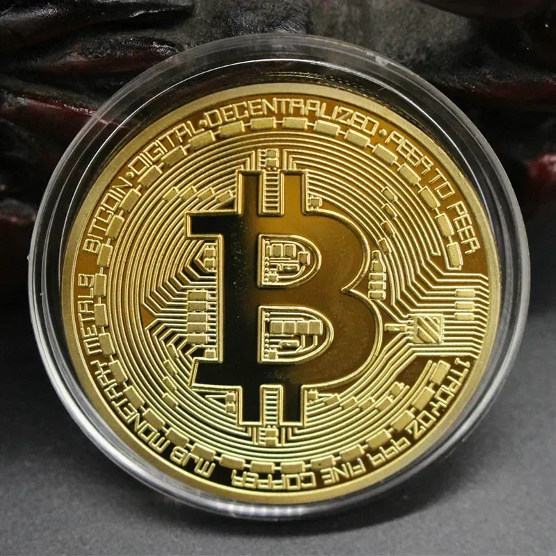 Vintage Gold-Plated Bitcoin Collectible Coin - Commemorative Art Piece