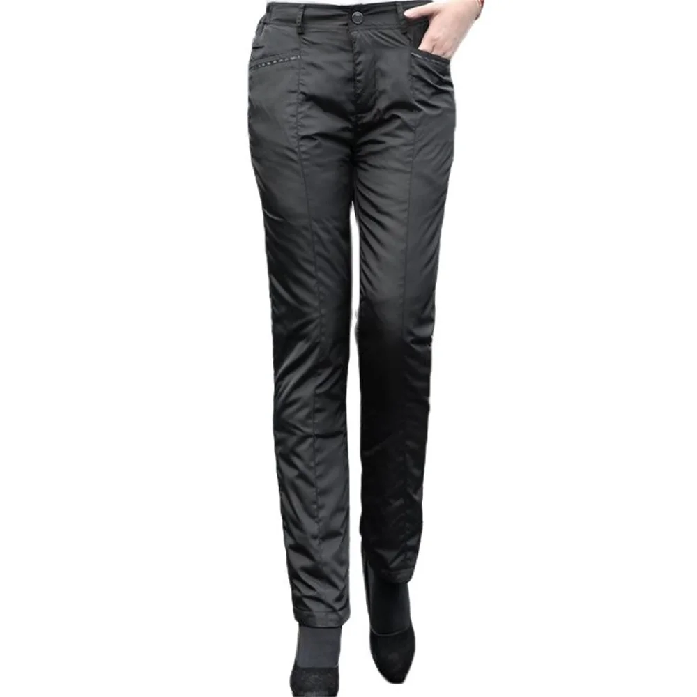 

Woman Fall Solid High Elastic Waist Straight Thick 80% White Duck Down Pants Female Winter Hot Sale Warm 95% Down Trousers