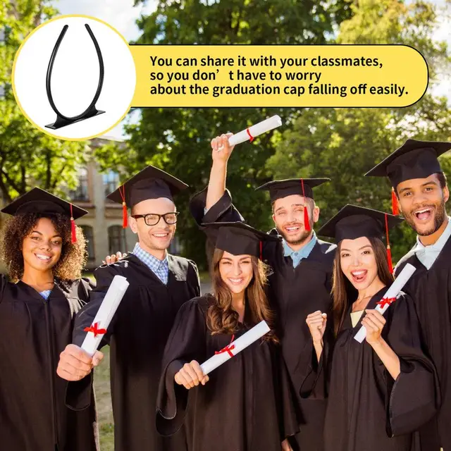 Graduation Cap Security Headband Graduation Cap Headband Insert - Secure Fit Black Headband | Keeps Cap In Place During Ceremony Graduation Cap Secure Headband Insert Black