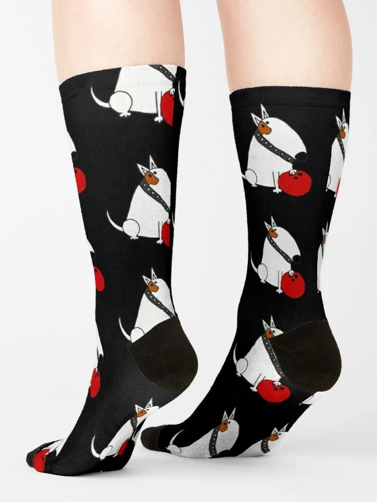 Funny Bull Terrier dog Bowling Cartoon Socks Warm Socks Men Thermo Socks For Men