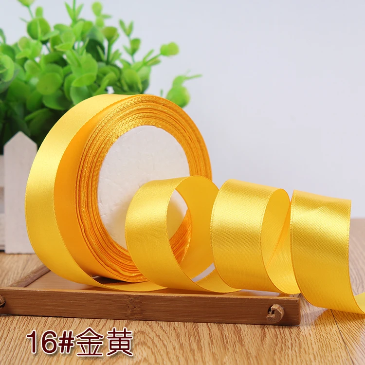 Satin Ribbons Ribbon Decoration Ribbon Supplies Satin Ribbon 6 10 15 20 25 40 50mm Golden Yellow Satin Ribbons Christmas Halloween Birthday Party Wedding Decoration Ribbon DIY Crafts Fabric