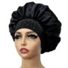 Newly Women Satin Night Sleep Cap Luxury Rhinestone Hair Bonnet Hat Shower Cap Bathroom Hair Accessories Turban Headwrap 4