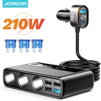 Joyroom 210W  9 in 1 Car Charger Adapter PD 3 Socket Cigarette Lighter Splitter Charge Independent Switches DC Cigarette Outlet