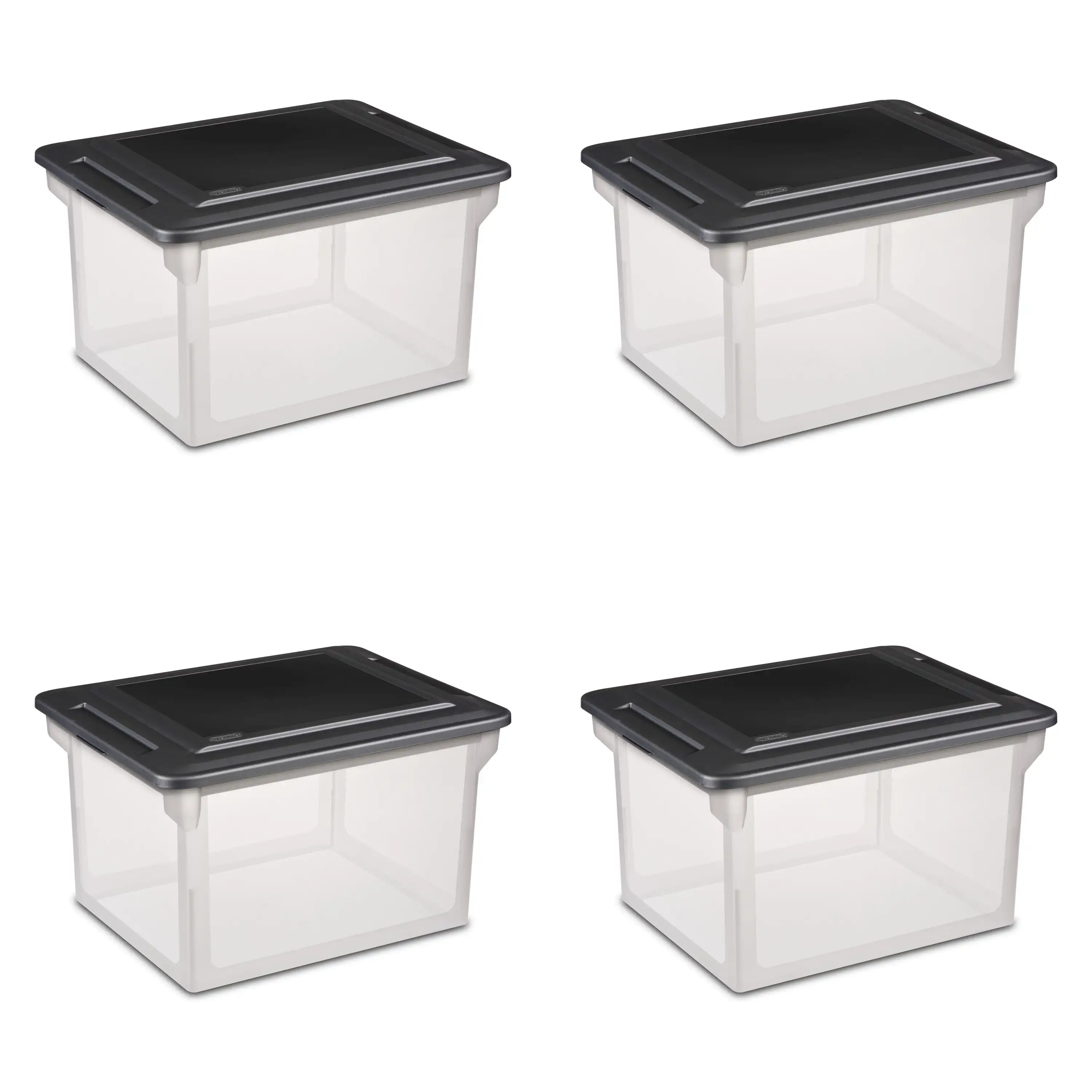 

Plastic File Box Black, Set of 4