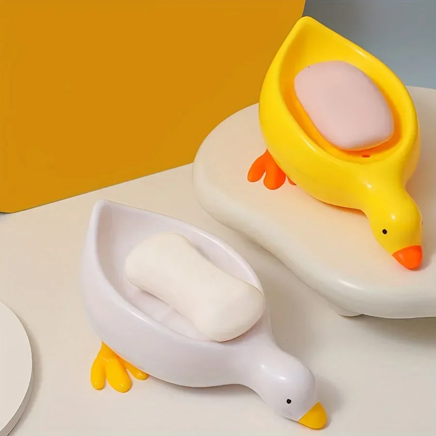 Soap Rack Self-draining Cute Duck-shaped Creative for Shower Bathroom Kitchen Tub Sink Tray Bracket