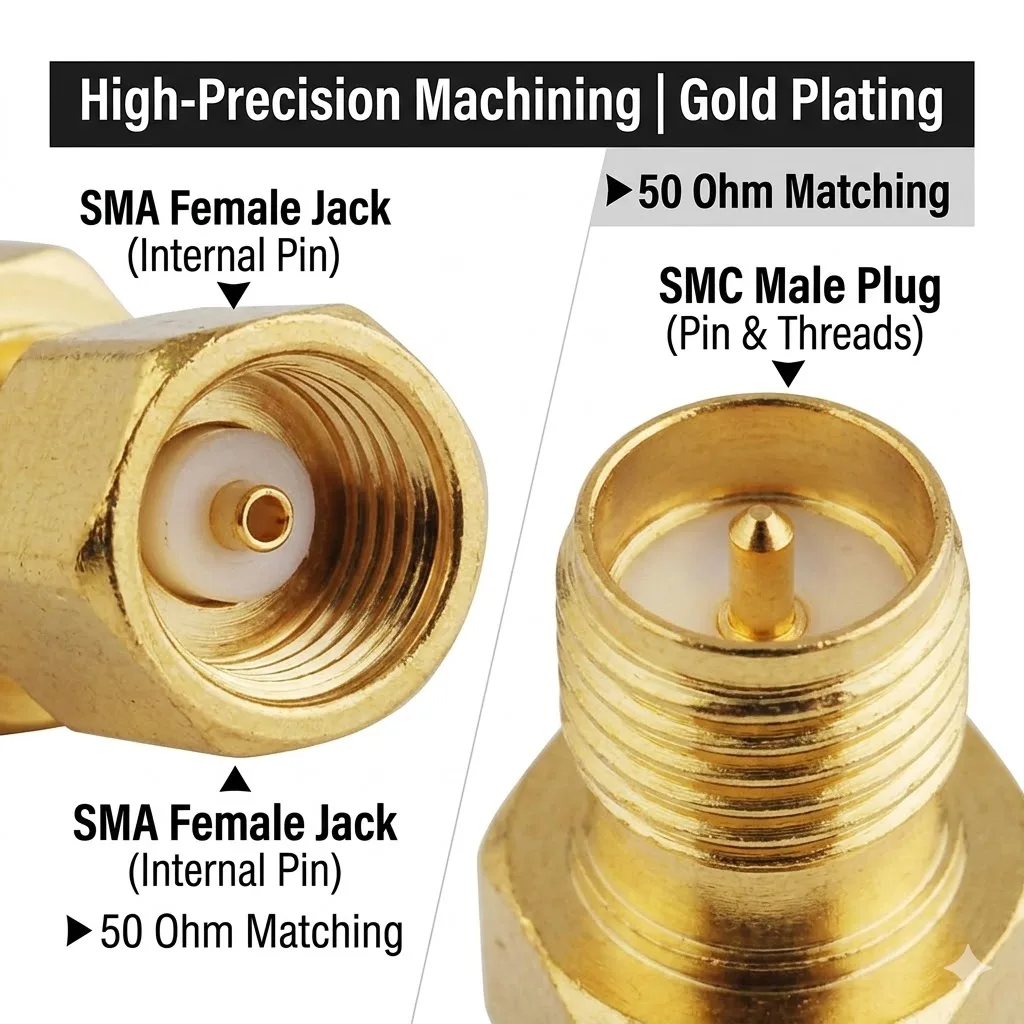 SMA Female to SMC Male RF Coaxial Adapter Connector