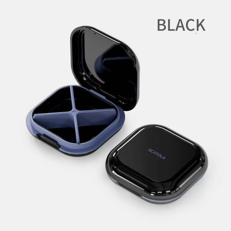 Compact Outdoor Travel 4-Compartment Pill Organizer and Storage Box