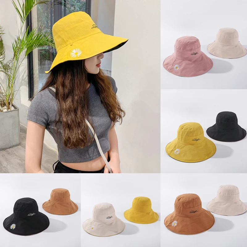 1PC Fisherman's Hat Fashion Daisy Millinery Summer Sun Protection Sun Hat Embroidery Daisies Women's Sunhat Hats for Women