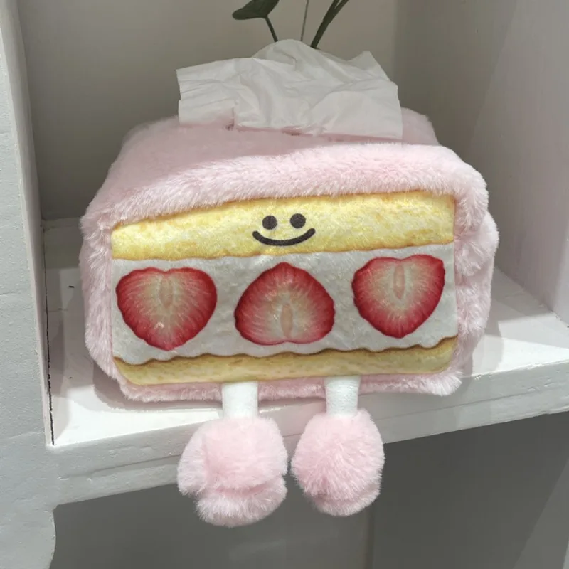 Strawberry Dessert  Tissue Box Sweet Color Pink Durable Home Car Hotel Sofa Paper Tissue Holder Napkin Case Pouch Girl's Gift 6