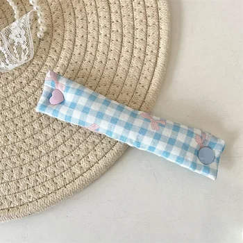 ผ้า Bowknot Grid Data Cable Tie INS ผ้าสายไฟ, น่ารักนํากลับมาใช้ใหม่สายรัดสําหรับหูฟัง/สายข้อมูล 7