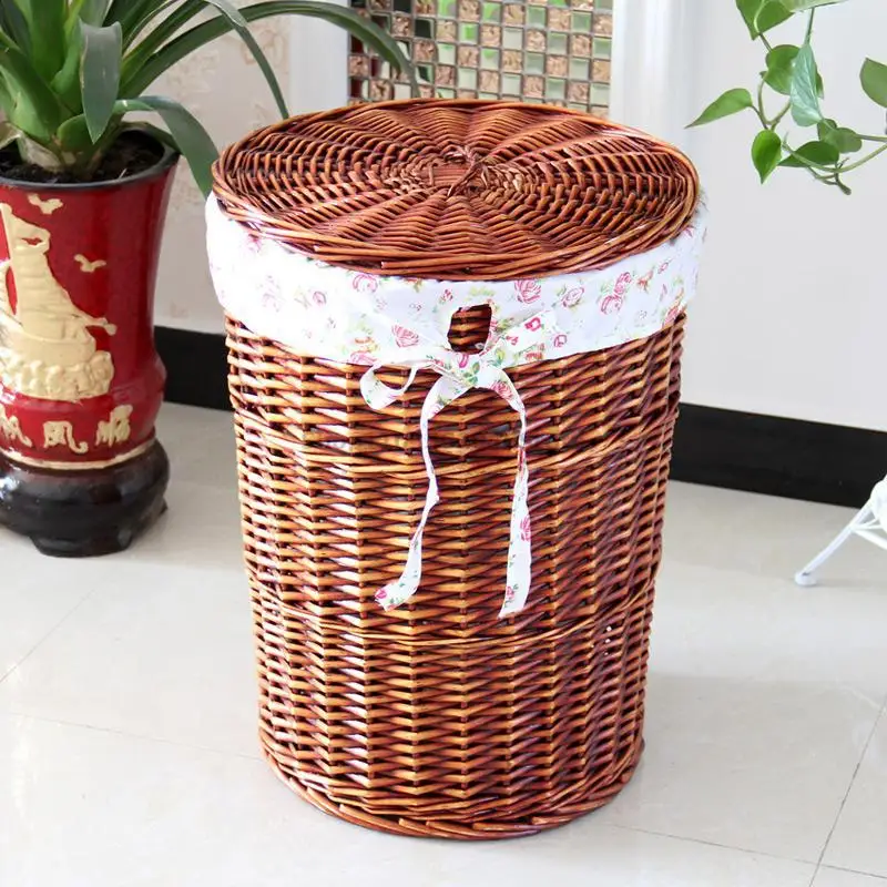 Rattan Laundry Basket Basket For Laundry Storage Basket With Cover Household Woven Laundry Basket 5