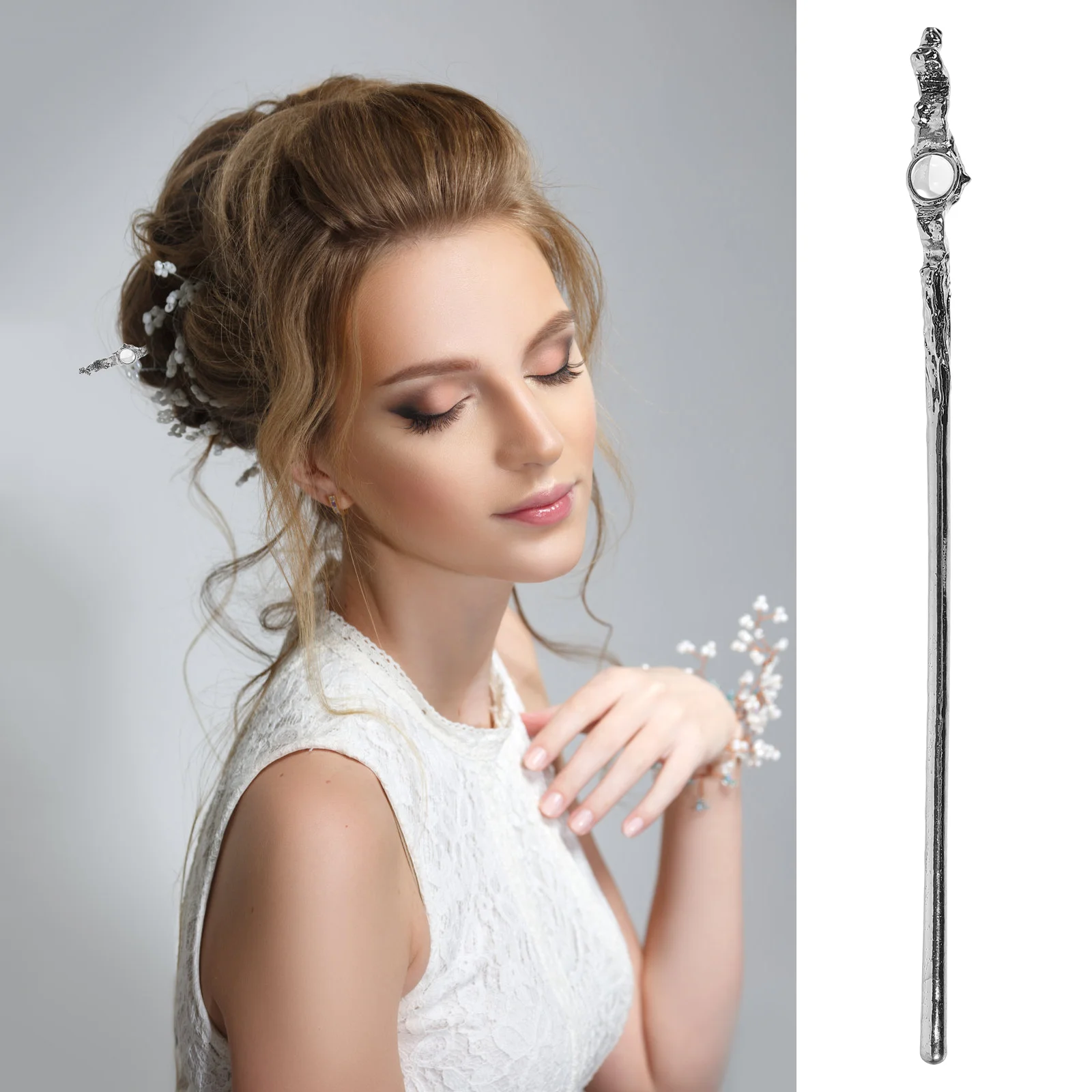 

Hairpin Vintage Stick Japanese Chopstick for Women Chopsticks Clip Buns Wrinkle Metal