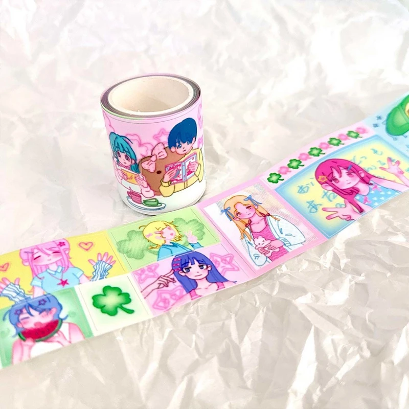 Ins Cute Girl Sticker Roll Decoration Tape Planner Handbook Scrapbook Collage Material Tape School Stationery 4