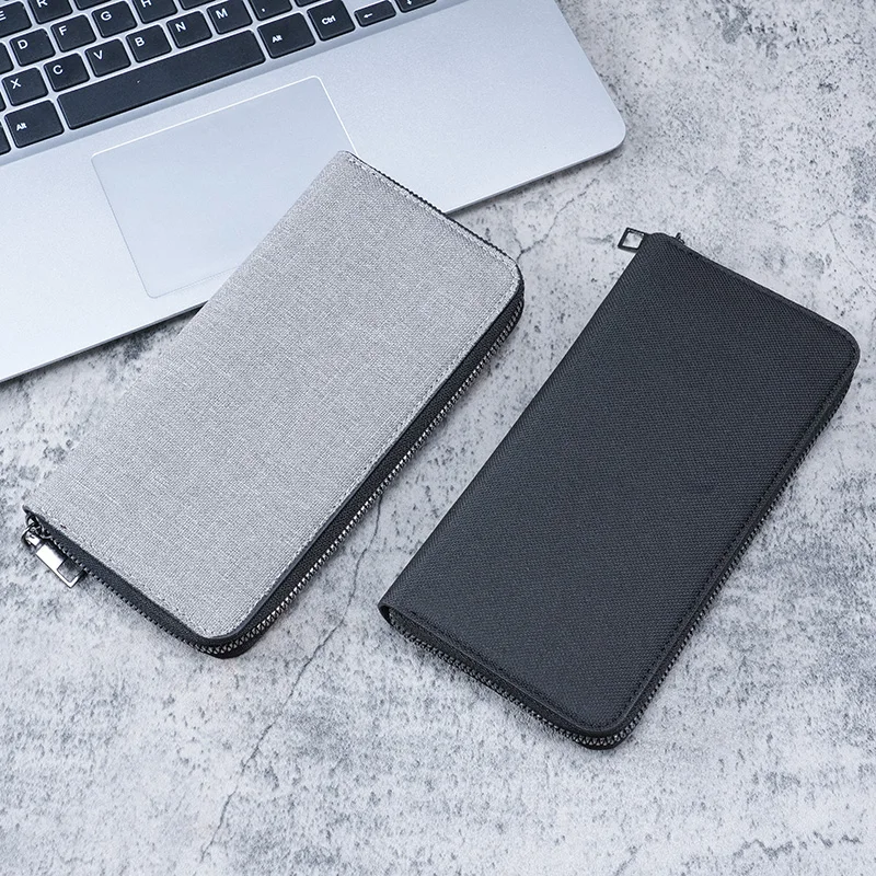 Mens Large Capacity Canvas Wallet - Multi-Card Zipper Clutch