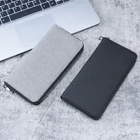 Portefeuille à fermeture éclair longue pour homme, pochette en toile multi-cartes, grande capacité, affaires, nouveau 4