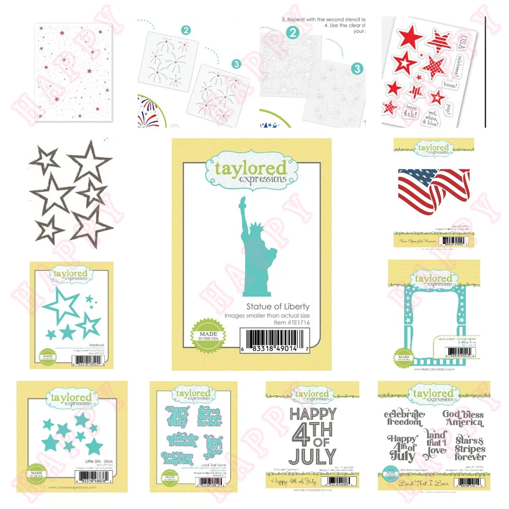 

New Stars and Stripes Fireworks in the Stars on the Land I Love Metal Cutting Dies Stamps Stencil Scrapbook Diary Card Handmade