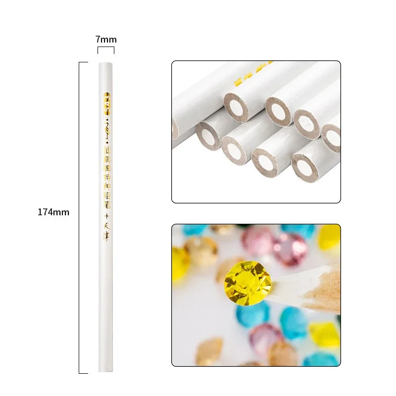 10/5pcs White Pick Up Rhinestone Nail Dotting Pencil Beads Stones Gems Picker White Wax Pen Nail Strass Decoration Picking Tools 5