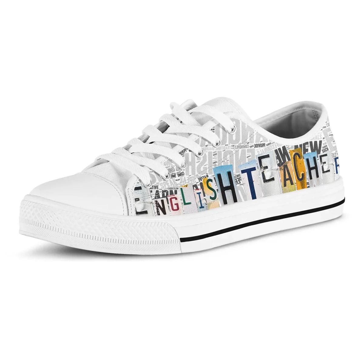License Plate English Teacher Spring Autumn Women Low Top Canvas Shoes For Students Woman Casual Walking Canvas Sneakers