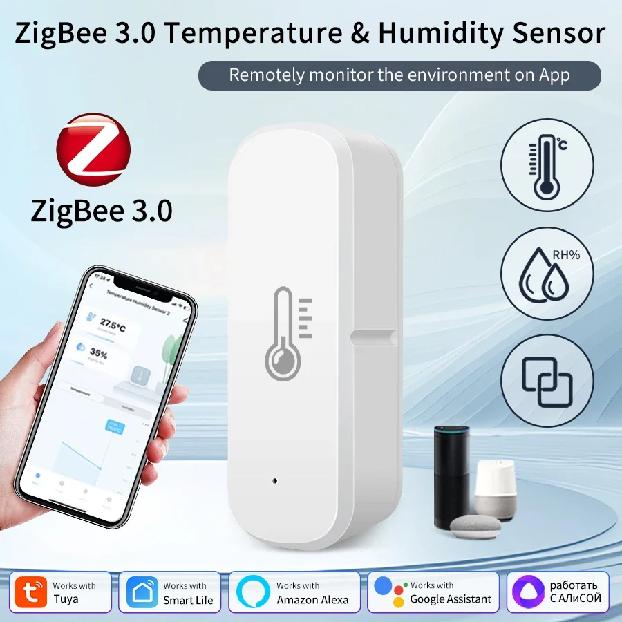 Zigbee Smart Home Automation Tuya Smart Temperatur-Feuchtigkeitssensor Echtzeit-App-Alarm Fernbedienung Alexa Google Assistant