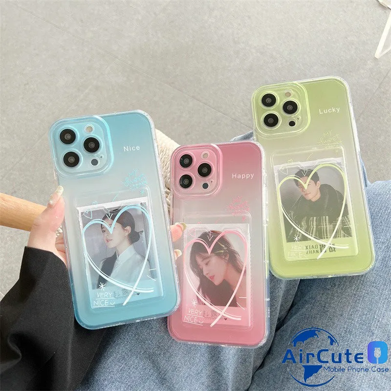 Sweet Heart Card Photo Holder Soft Case - Stylish Protective Back Cover