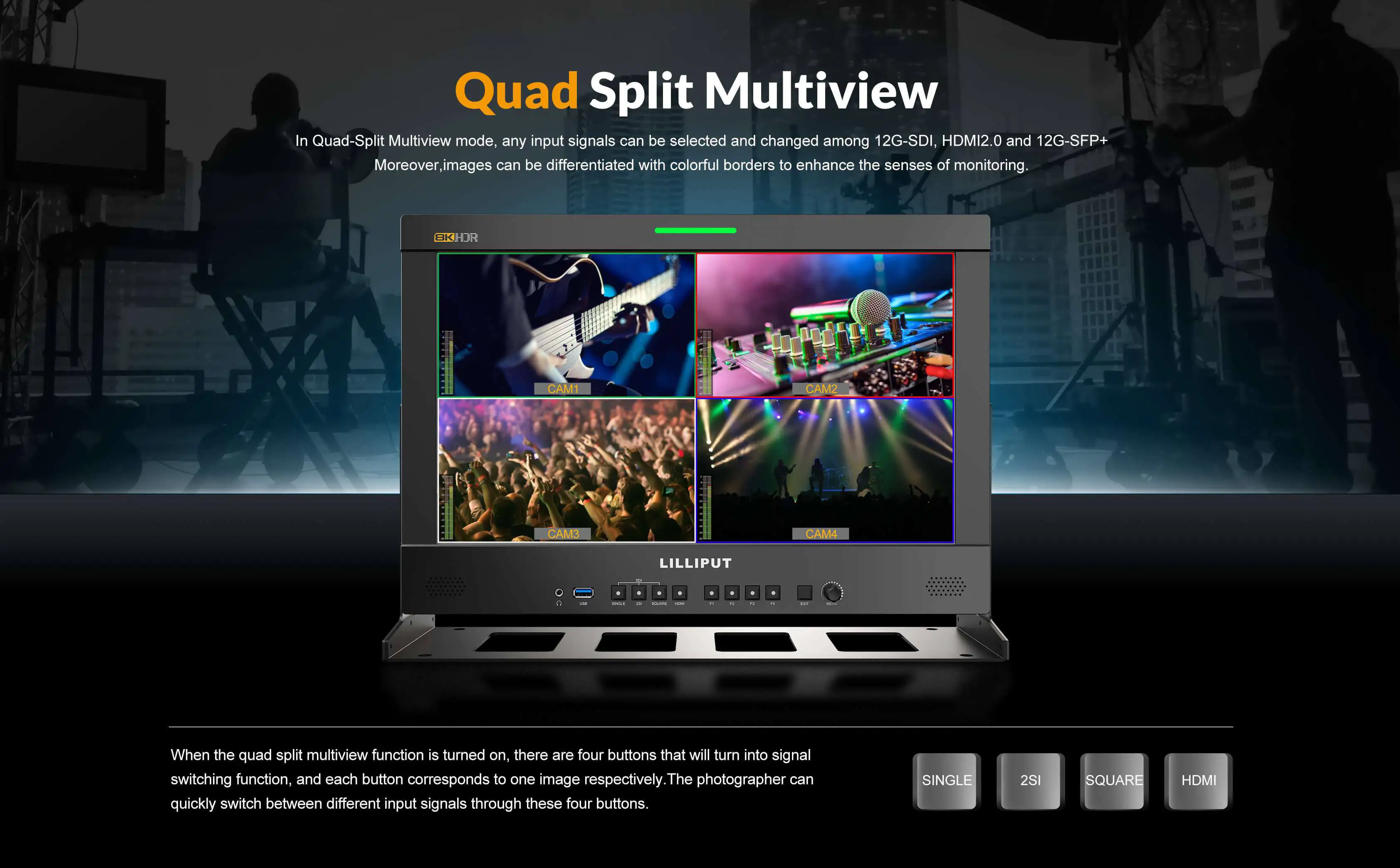 Q18-8K 17.3 inch 8K 12G-SDI 3840*2160 400nits studio production monitor Optional