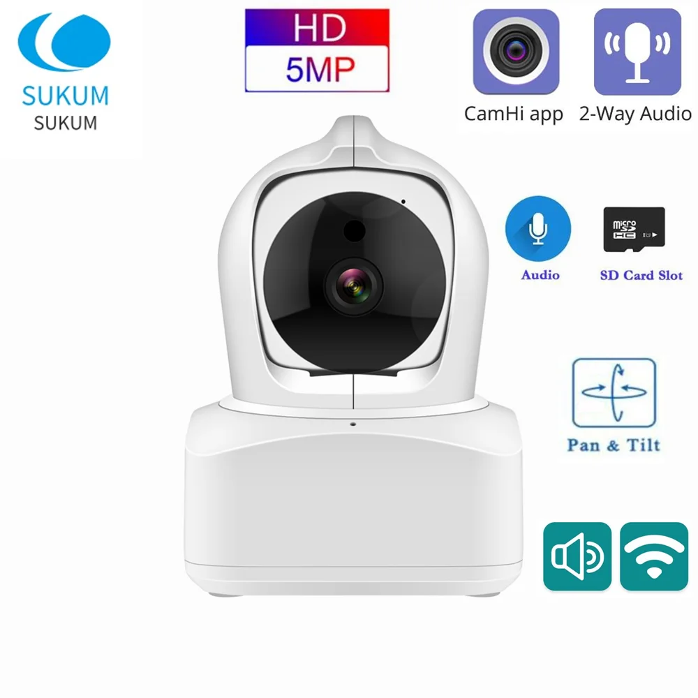 5MP Wireless Home Camera Indoor CamHi APP Two Ways Audio CCTV Human Detection Security WIFI Camera Night Vision 5mp wifi ip camera indoor smart home camhi app two ways audio 355 degree rotation pan tilt wireless cctv camera with rj45 port