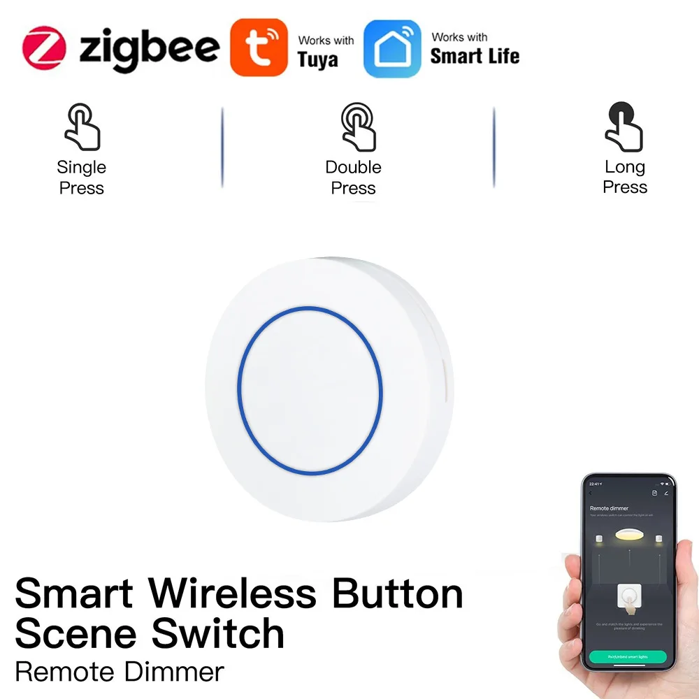 Tuya Smart Zigbee Switch Push Scene Button Switch Wireless Remote on Off Key Controller Smart Life Automation Scenario Switch