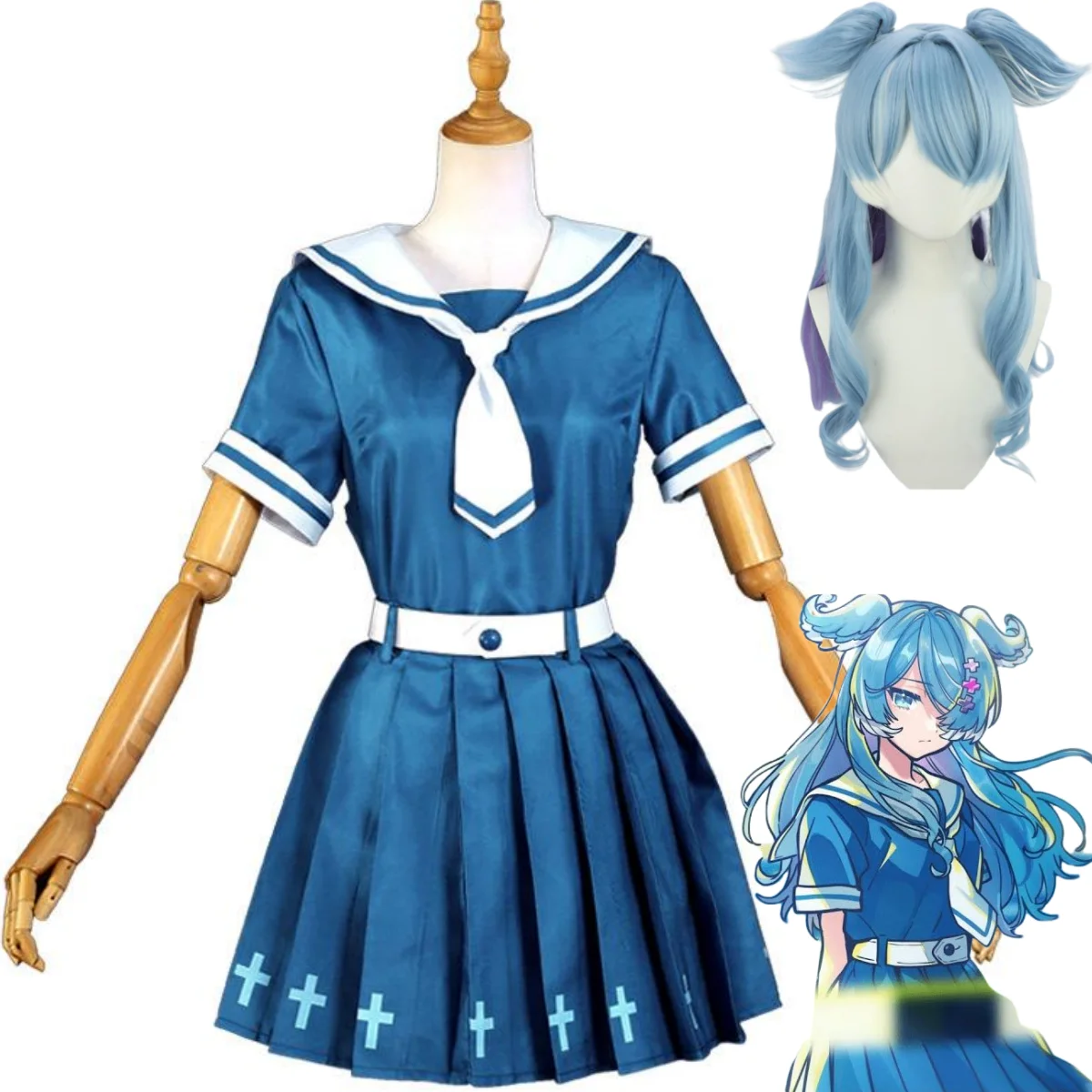 

Anime Virtual YouTuber Nijisanji Elira Pendora Cosplay Costume VTuber Wig Japanese JK Uniform Woman Sexy Halloween Sailor Suit