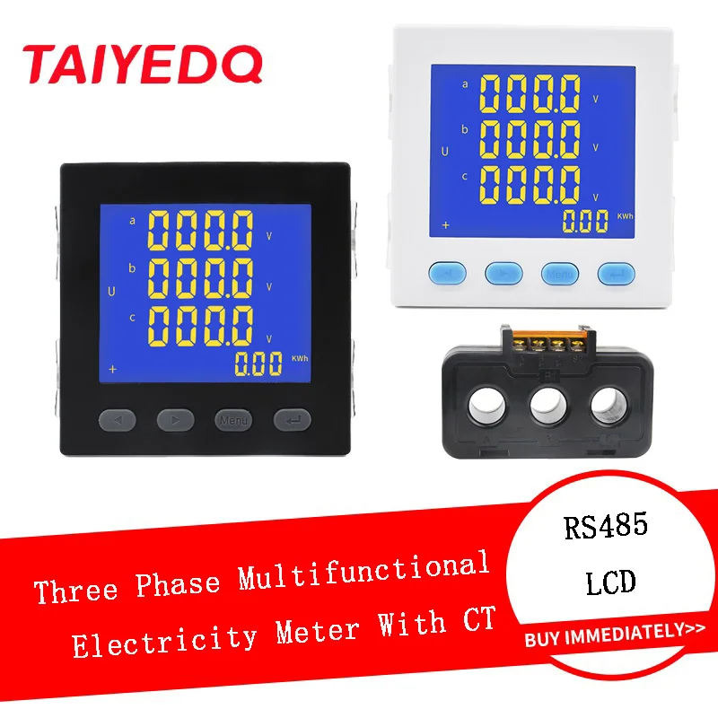 

3P3L 3P4L Three Phase Multifunctional Consumption Meter 96*96mm AC220V LCD Digital Display Watt Hour Energy Meter With CT