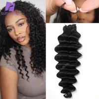 Pre Separated Crochet Braids Human Hair Extensions Deep Wave Burmese Remy Hair Bundles With Loop Knotless For Braiding Curly 1