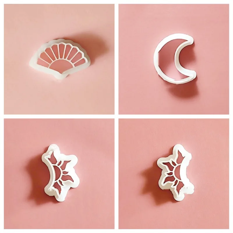 Polymer Clay Cutter Soft Pottery Fan/sun/moon Shape for DIY Earrings Pendant Making