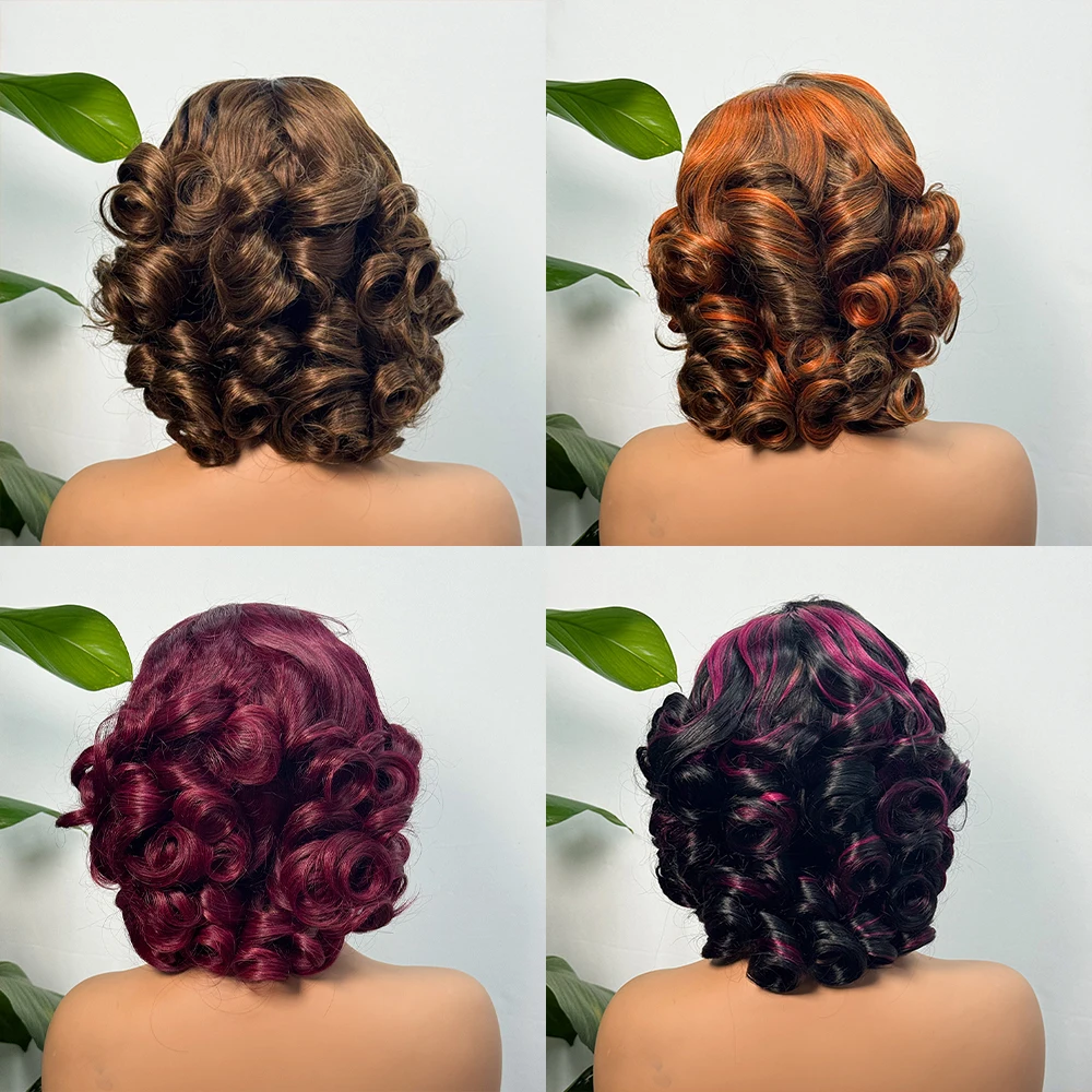 330% Demnsity 5x5 Lace Loose Bouncy Human Hair Wigs Loose Bouncy Curly Closure Human Hair Colorful Double Drawn Wig for Woman