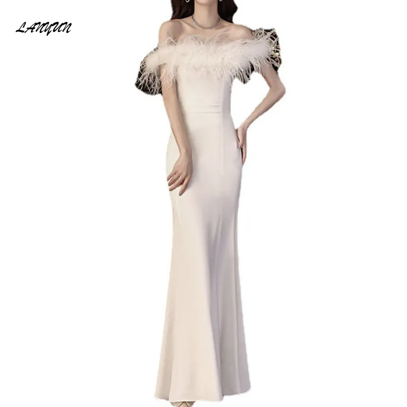White Evening For Women 2024 New Fishtail Elegance Sexy Annual Dress