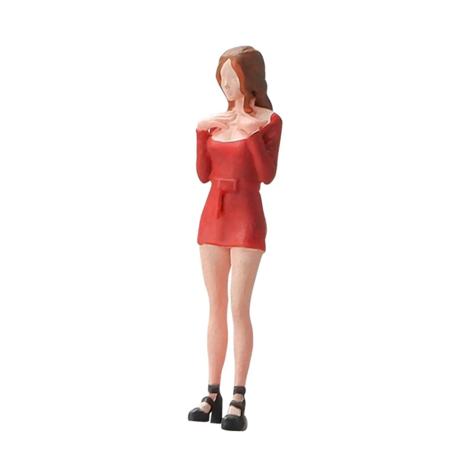 1/64 Hip Skirt Girl Figure Model Fairy Garden DIY Projects Train Railway Collections Layout Movie Props S Gauge Resin Figurine