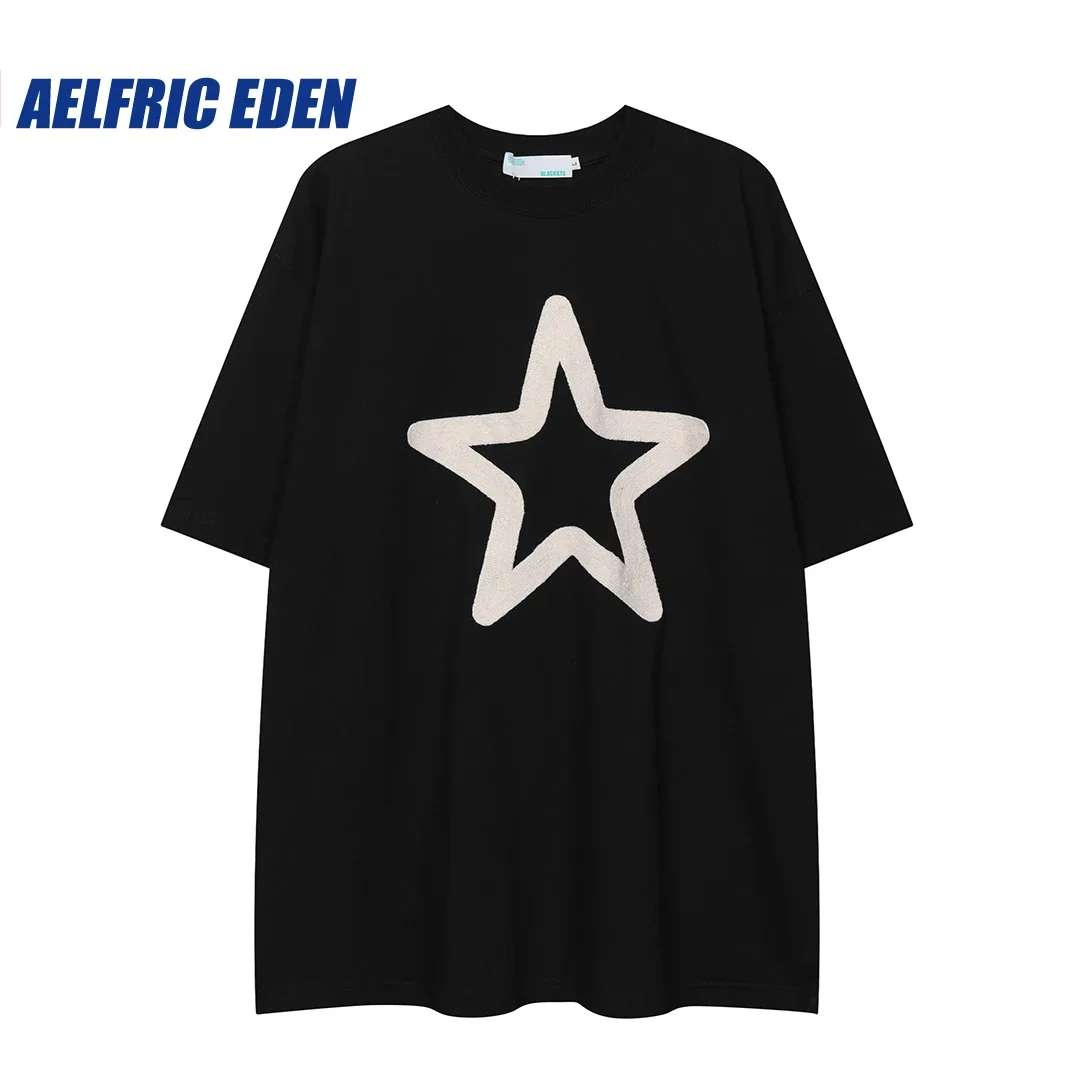 

Aelfric Eden Star Embroidery Tee Y2K 2023 Men Streetwear Hiphop Harajuku Summer Casual Cotton TShirt Girl Shortsleeve Top Tees